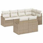 vidaXL Ensemble de canapé de jardin 7 Pièces Beige Poly rotin