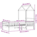 vidaXL Cadre de lit avec toit blanc 80x200 cm bois massif de pin