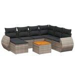vidaXL Salon de jardin 8 Pièces avec coussins gris résine tressée