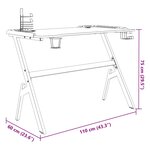 vidaXL Bureau de jeu à LED en forme de Y noir 110x60x75 cm