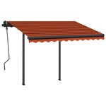 vidaXL Auvent rétractable automatique poteaux 3 5x2 5 m Orange marron