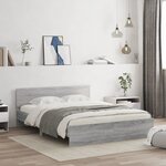 vidaXL Cadre de lit avec LED sans matelas sonoma gris 160x200 cm