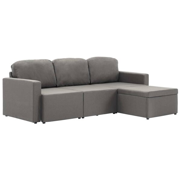 vidaXL Canapé-lit modulaire 3 places Taupe Tissu