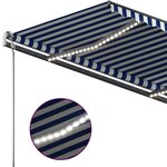 vidaXL Auvent manuel rétractable avec LED 400x350 cm Bleu et blanc