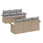 vidaXL Ensemble de canapé de jardin 7 Pièces Beige et gris polyrotin