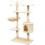 vidaXL Arbre à chat avec griffoirs en sisal 125 cm Beige