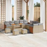 vidaXL Ensemble de canapé de jardin 14 Pièces Beige  gris clair