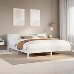 vidaXL Lit bibliothèque sans matelas blanc 200x200 cm bois pin massif