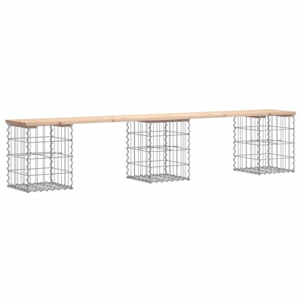 vidaXL Banc de jardin design de gabion 203x31x42 cm bois massif de pin