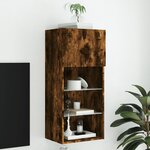vidaXL Meuble TV avec lumières LED chêne fumé 40 5x30x90 cm