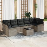 vidaXL Ensemble de canapé de jardin de 8 pièces avec coussins gris clair en poly rotin
