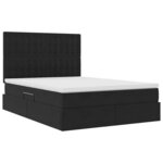 vidaXL Lit avec rangement et matelas Noir 140 x 190 cm Velours