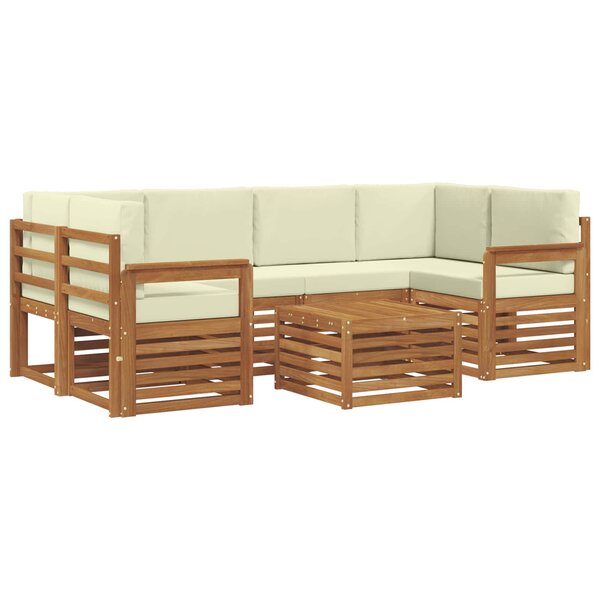 vidaXL Ensemble de canapés d'extérieur 7 pc Naturel et Crème