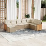 vidaXL Salon de jardin avec coussins 8 Pièces beige résine tressée