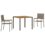 vidaXL Ensemble de Salle à Manger de Jardin 3 Pièces en Rattan Poly Gris