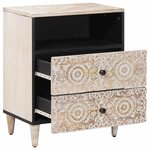 vidaXL Armoire de lit Blanc 50 x 33 x 60 cm Bois de mangue massif
