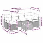 vidaXL Ensemble de canapé de jardin avec coussin 7 Pièces Noir Poly rotin