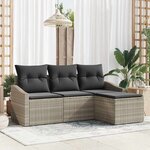 vidaXL Ensemble de canapé de jardin 4 Pièces Gris clair Poly rotin