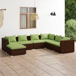 vidaXL Salon de jardin 7 Pièces avec coussins Résine tressée Marron