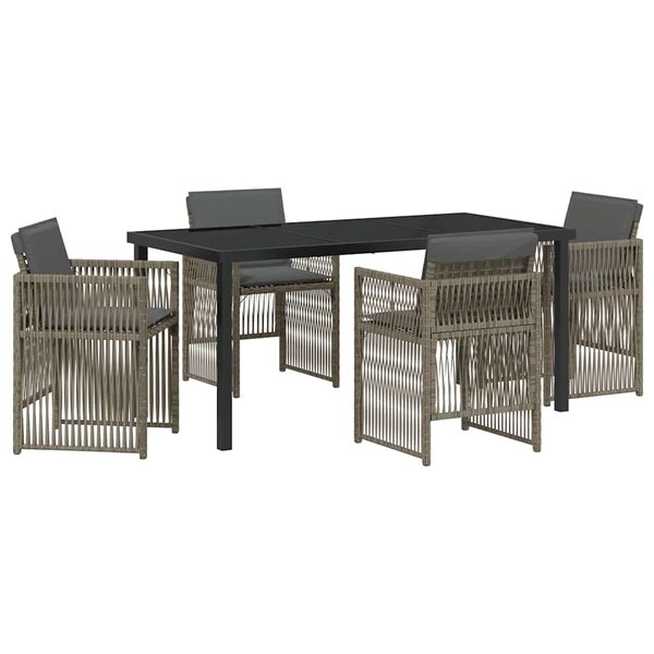 vidaXL Ensemble de salle à manger pour jardin 5 Pièces Gris Poly rotin