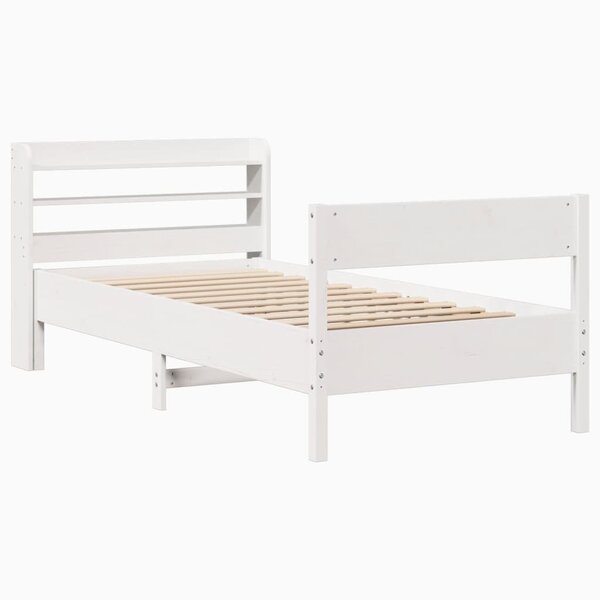 vidaXL Cadre de lit sans matelas blanc 75x190 cm bois de pin massif