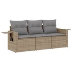 vidaXL Salon de jardin avec coussins 3 Pièces beige résine tressée