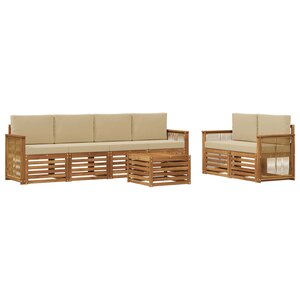 vidaXL Ensemble de canapés d'extérieur 7 pc Naturel et Beige