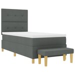 vidaXL Lit à ressort avec matelas et banc Gris foncé 90x200 cm Tissu