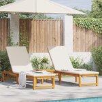vidaXL Chaise longue avec table Bois massif d'acacia