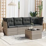 vidaXL Salon de jardin 5 Pièces avec coussins gris clair résine tressée