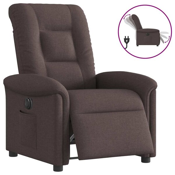 vidaXL Fauteuil inclinable électrique Marron foncé Tissu