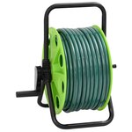 vidaXL Enrouleur de tuyau vert sur pied avec jeu de raccords de tuyaux