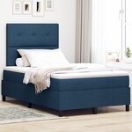 vidaXL Lit Box Spring avec matelas bleu 120x200 cm en tissu