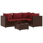 vidaXL Salon de jardin 5 Pièces avec coussins Marron Résine tressée