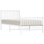 vidaXL Cadre de lit métal sans matelas avec pied de lit blanc 90x200cm