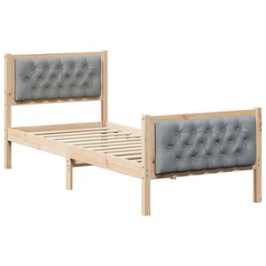 vidaXL Cadre de lit avec tête de lit Gris clair 75 x 190 cm Pin massif