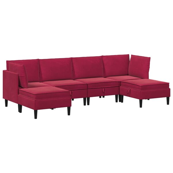 vidaXL Ensemble de meubles pour le salon 6 Pièces Bordeaux Velours