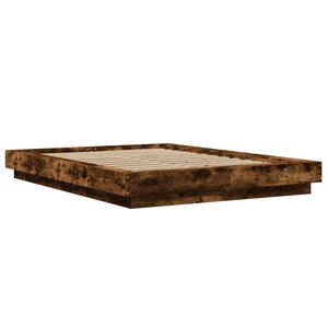 vidaXL Cadre de lit avec lumières LED chêne fumé 120x190 cm