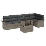 vidaXL Ensemble de Canapés de Jardin 7 pièces avec Coussins Gris Rattan Synthétique