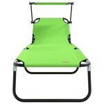 vidaXL Set de 2 Chaises Longues Pliantes avec Auvent Vert en Tissu Oxford 600D