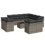 vidaXL Salon de jardin avec coussins 12 Pièces gris résine tressée