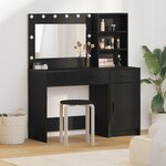 Set de coiffeuse 2 pièces avec LED en bois d'ingénierie noir