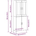 vidaXL Haut Armoire Montage mural 2 Pièces Chêne noir 69 5 x 34 x 180 cm