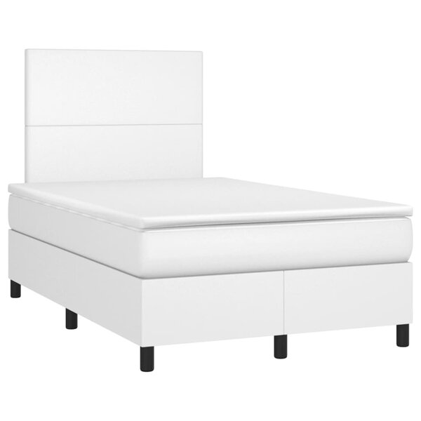 vidaXL Sommier à lattes de lit avec matelas blanc 120x190cm similicuir