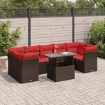 vidaXL Salon de jardin 8Pièces avec coussins marron résine tressée acacia