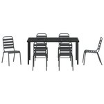 vidaXL Set de jardin 7 pièces en acier gris foncé