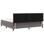 vidaXL Lit à ressort avec matelas gris en cuir synthétique  200x200 cm.