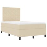 vidaXL Lit à ressorts avec matelas avec LED Crème 120 x 200 cm tissu