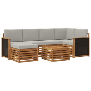 vidaXL Ensemble de canapés d'extérieur 6 pc Naturel et gris clair