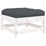 vidaXL Salon de jardin 6 Pièces avec coussins blanc bois massif